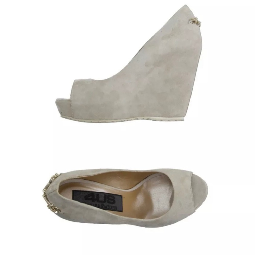 Cesare Paciotti wedge shoes beige size:40-9.5 USA Italy msrp:$400 NWB